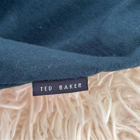 Ted Baker Polo Shirt SZ 5 or L Pink Blue Colorblock Short Sleeve Casual Modern - Picture 5 of 8